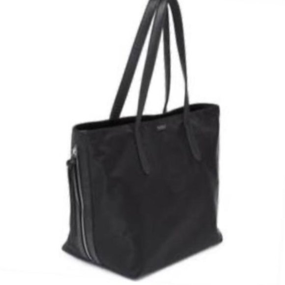 Botkier Nylon Black Polyester Lightweight Zip Tote Carry Bag 19"x12" - Picture 2 of 16